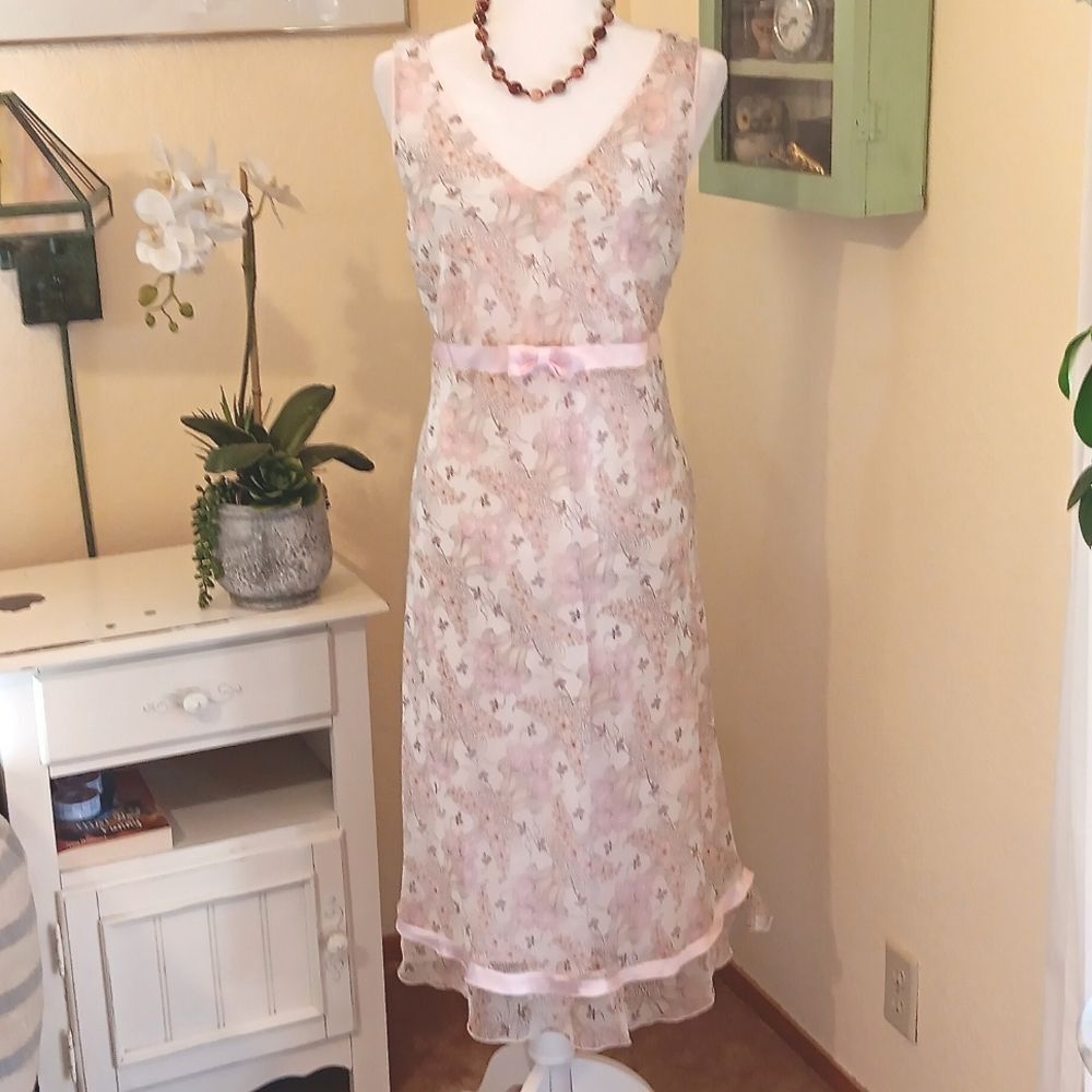 Meghan Matthews Floral Midi Dress. Fairycore.